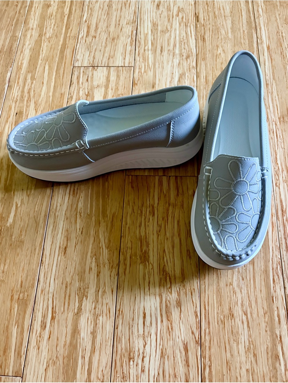 Women's Gray Platform Slip-On Loafers
